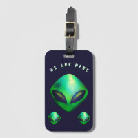 "Nous sommes ici" Tête d'alien vert