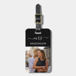 Étiquette À Bagage Nouvelle mariée Mme avec script et photo pour lune