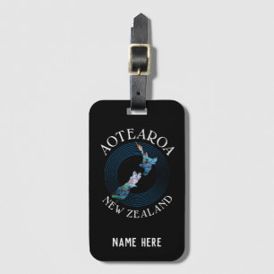 ÉTIQUETTE À BAGAGE NOUVELLE-ZÉLANDE PERSONNALISÉE CARTE PAUA BAGAGES