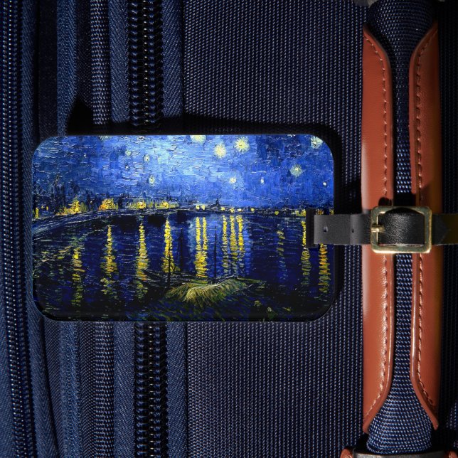 Étiquette À Bagage Nuit étoilée au-dessus du Rhône par van Gogh (Insitu Rectoal 4)