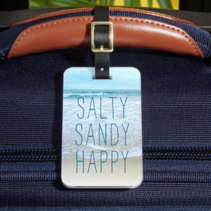 Étiquette À Bagage Ocean Beach Waves Travel Photo Salty Sandy Happy