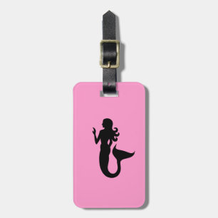 Étiquette À Bagage Ocean Glow_Mermaid noir sur rose_personnalisé