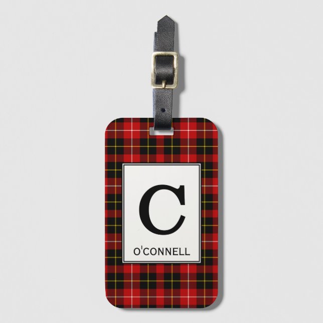 Étiquette À Bagage O'Connell Tartan Motif rouge et noir (Devant Vertical)