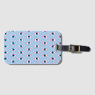 Étiquette À Bagage Oeil mal grec avec cils rose bleu