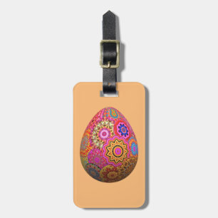 Étiquette À Bagage OEuf de Pâques aux motifs colorés