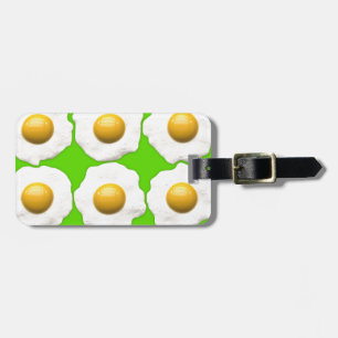 Étiquette À Bagage OEufs pop art mignons sur arrière - plan vert citr