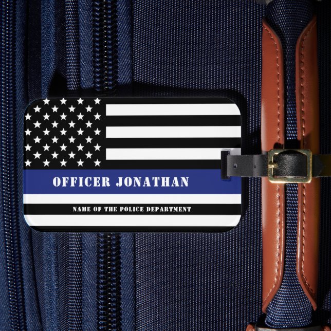 Étiquette À Bagage Officier De Police De Ligne Bleue Mince Départemen (Insitu Rectoal 4)