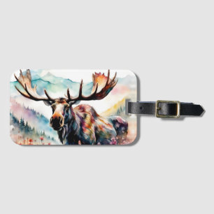 Étiquette À Bagage Oie dans l'aquarelle Fleur sauvage