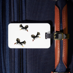 Étiquette À Bagage Oiseau Art Flying Puffins