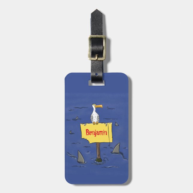 Étiquette À Bagage Oiseau de mer amusant entouré de dessins animés de (Devant Vertical)