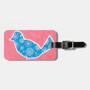 Étiquette À Bagage Oiseau décoratif avec Motifs sur Arrière - plan ro