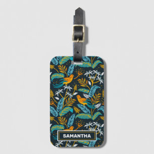 Étiquette À Bagage Oiseaux de perroquets tropicaux et Motif Feuille c