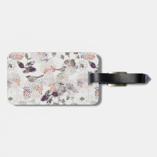 Étiquette À Bagage Oiseaux et papier peint pourpres de fleurs