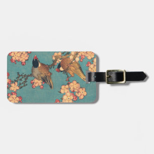 Étiquette À Bagage Oiseaux Fleurs Hokusai Art Japonais