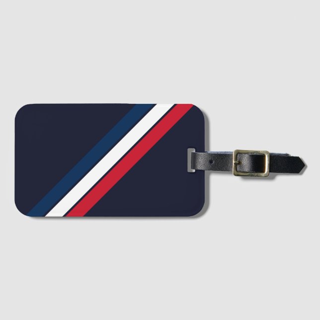 Étiquette À Bagage Old School Striped les années 70 80s Retro Racing  (Devant Horizontal)