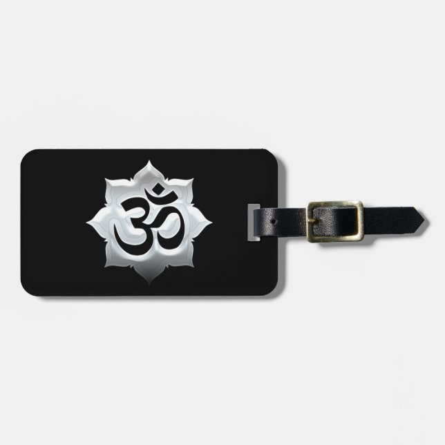 Étiquette À Bagage OM Symbole Lotus Spiritualité Yoga Crest (Devant horizontal)