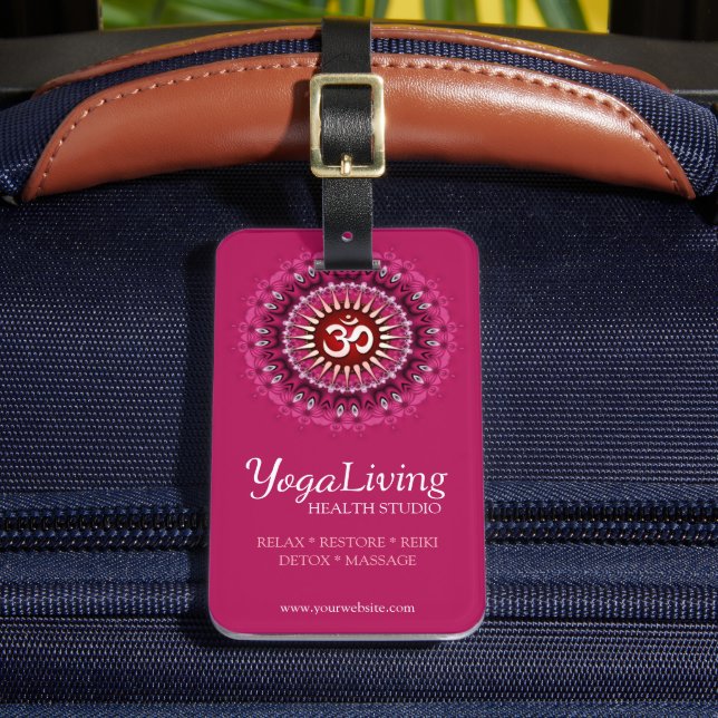 Étiquette À Bagage Om Yoga Pink Mandala Nouvel Âge (Insitu Rectoal 2)