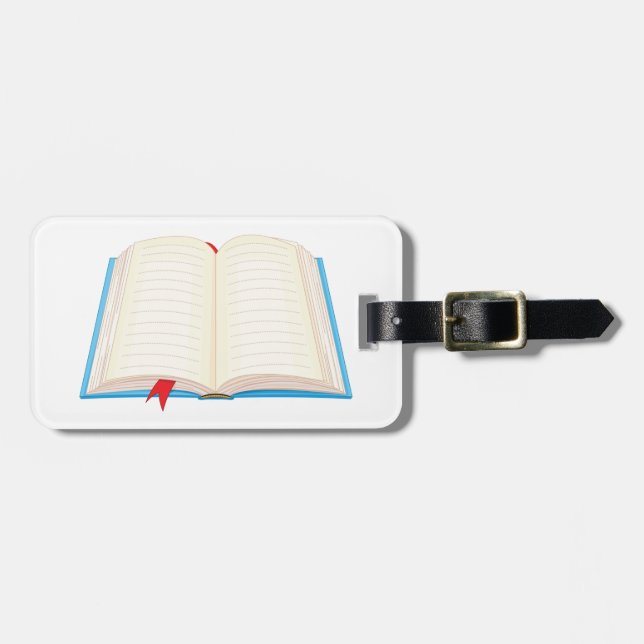 Étiquette À Bagage Open Lined Book Red Bookmark (Devant horizontal)