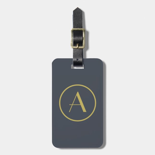 Étiquette À Bagage or et étiquette de bagage de monogramme (Devant Vertical)