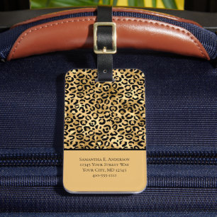 Étiquette À Bagage Or Léopard Imprimé Guépard Tendance Chic