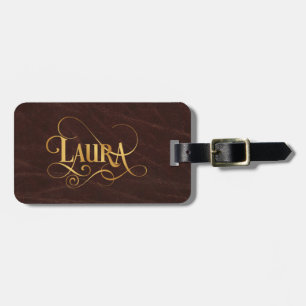 Étiquette À Bagage Or tourbillonnant personnalisé de Laura de