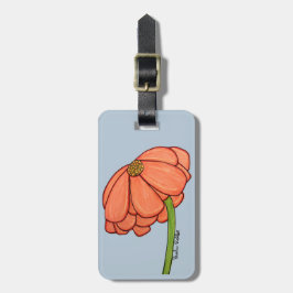 Étiquette À Bagage Orange Flower with Blue background