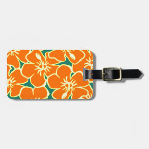 Étiquette À Bagage Orange Hawaiian Hibiscus Fleurs