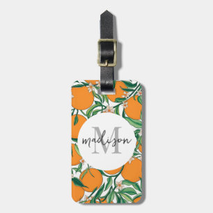 Étiquette À Bagage Oranges d'été tendance Motif de fleurs d'agrumes