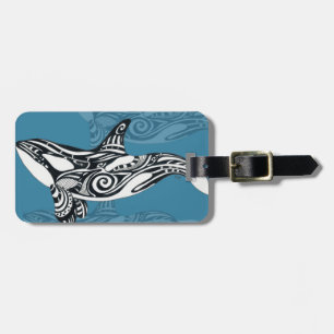 Étiquette À Bagage Orca Killer Whale Tlingit Indigo encre bleue