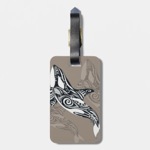 Étiquette À Bagage Orca Tueur Baleine Taupe Tlingit Encre Tribale