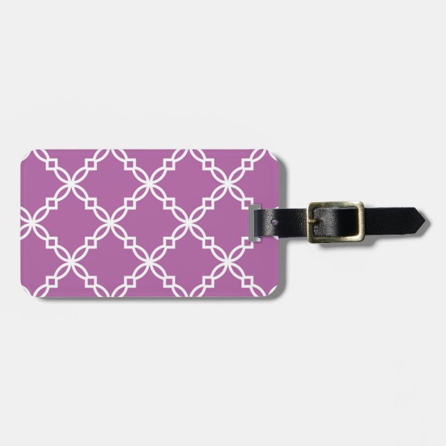 Étiquette À Bagage Orchidée Blanc Grand Motif de Quatrefoil fantaisie (Devant horizontal)