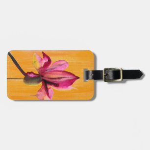 Étiquette À Bagage Orchidée violette couleur orange pop art fleur