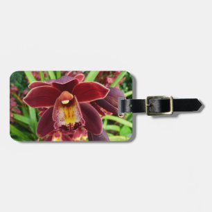 Étiquette À Bagage Orchidées de Maroon I Beau Floral Rouge