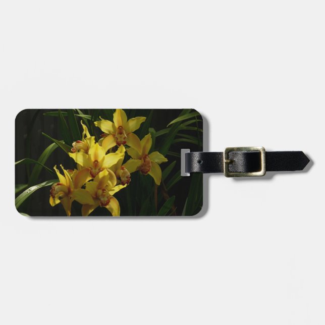 Étiquette À Bagage Orchidées Jaunes Sunlit Floral (Devant horizontal)
