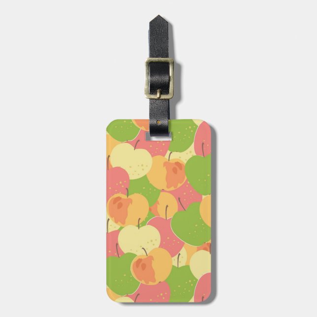 Étiquette À Bagage Ornement avec des pommes (Devant Vertical)