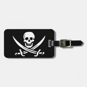 Étiquette À Bagage Os de crâne de pirate de jolly roger
