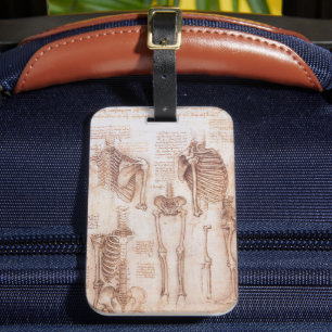 Étiquette À Bagage Os de squelette de Léonard de Vinci, anatomie huma