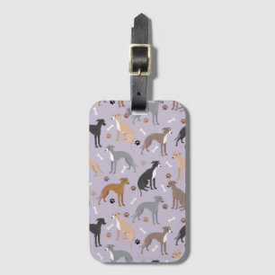 Étiquette À Bagage Os et pattes de chien gris italien