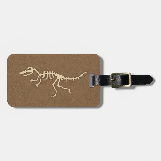 Étiquette À Bagage Os et squelette de dinosaure frais de Velociraptor (Devant horizontal)