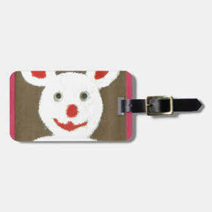 Étiquette À Bagage Ours blanc avec nez rouge, bouche et oreilles (Pèr