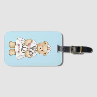 Étiquette À Bagage Ours en peluche infirmière personnalisé Nom person