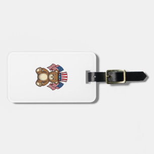 Étiquette À Bagage Ours en peluche patriotique vintage vector design_