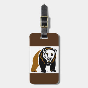 Étiquette À Bagage Ours GRIZZLY Graphique - Faune - Brown