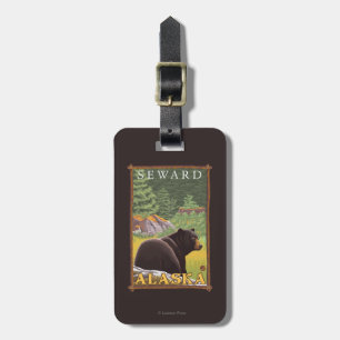 Étiquette À Bagage Ours noir dans la forêt - Seward, Alaska