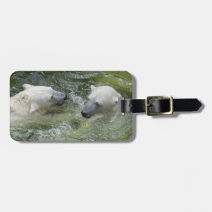 Étiquette À Bagage Ours polaires amusants à l'eau
