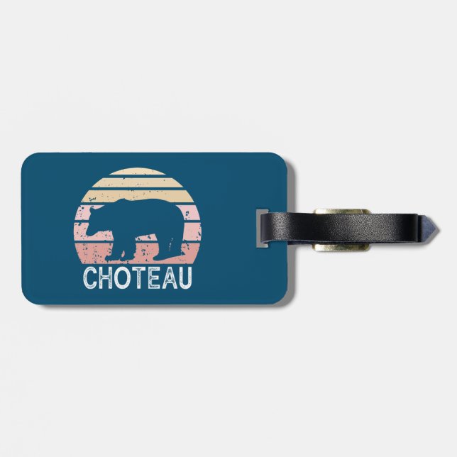 Étiquette À Bagage Ours rétro Choteau Montana (Dos horizontal)