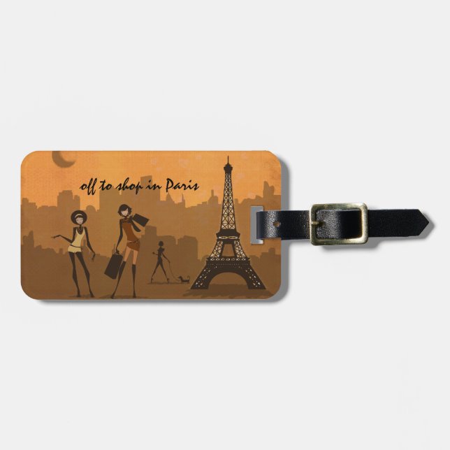 Étiquette À Bagage outre de pour faire des emplettes à Paris (Devant horizontal)