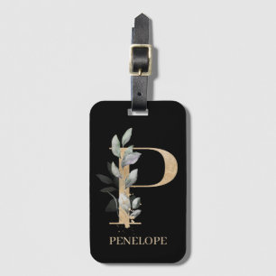 Étiquette À Bagage P Monogramme Floral Personnalisé