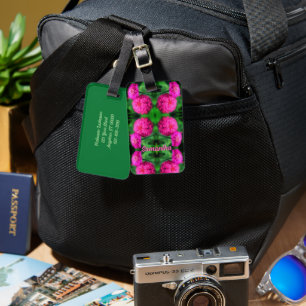 Étiquette À Bagage Paire de fleurs rose Zinnia Abstraite personnalisé