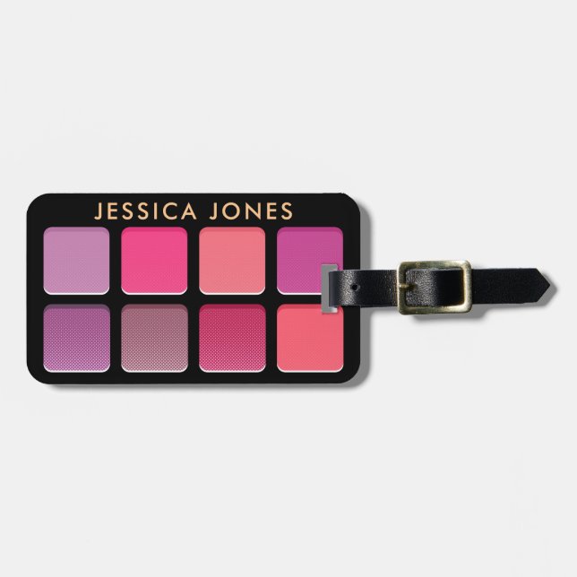 Étiquette À Bagage Palette de maquillage Faux Eyeshadow rose (Devant horizontal)